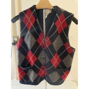 Vintage Rena Rowan For Saville Sweater Women's Small Argyle Preppy Vest 80's